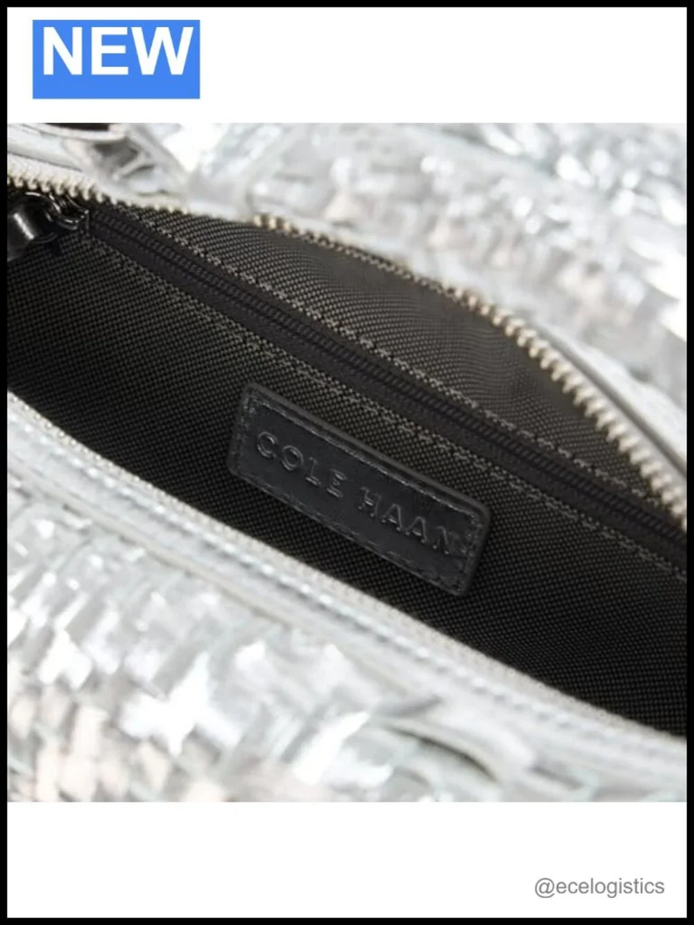 Cole Haan Mini Hobo Bag Silver Woven